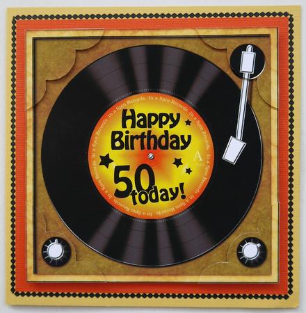 8 x 8 50th Birthday Record Scalloped Corner Topper by Selina Dittmann