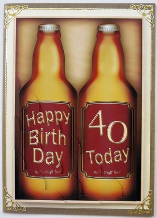 A5 40th Birthday Beer Gift Set Scallop Corner Side Stacker by Selina Dittmann