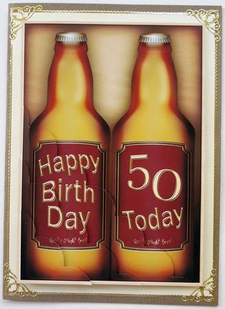 A5 50th Birthday Beer Gift Set Scallop Corner Side Stacker by Selina Dittmann