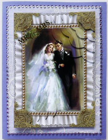 Wedding Couple Ruffle 7x5in Scalloped Corner Stacker by Selina Dittmann