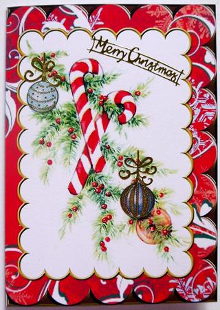 Christmas Candy Cane Scallop Edge Card by Selina Dittmann