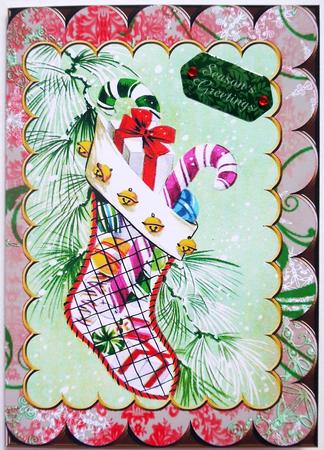 Christmas Stocking Scallop Edge Card by Selina Dittmann
