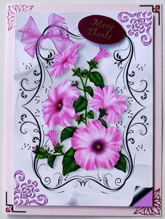 Pink Petunias with Bow A4 by Selina Dittmann
