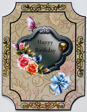 Roses & Butterflies Plaque Card - Happy Birthday by Selina Dittmann