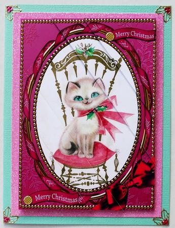 Christmas Cat 7x5inch Triangle Duo Corner Stacker by Selina Dittmann