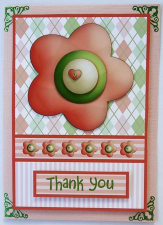 Soft Argyle - Stripes & Flower Thank You/best Wishes Card 1 by Selina Dittmann