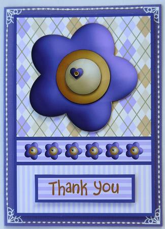 Soft Argyle - Stripes & Flower Thank You/best Wishes Card 3 by Selina Dittmann