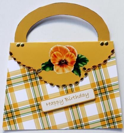 Yellow Pansy Handbag Card by Selina Dittmann