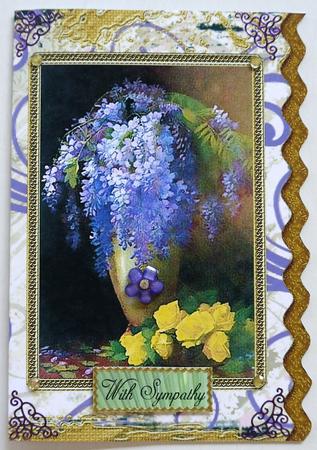Lilac Vase Gold Wavy Edge Card by Selina Dittmann