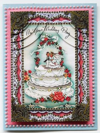 Wedding Cake Lace 7x5inch All 4 Corner Stacker Card Front by Selina Dittmann