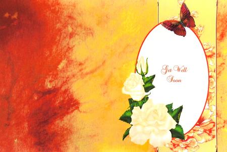Gold Silk Quick Card with Roses and Butterfly by Selina Dittmann