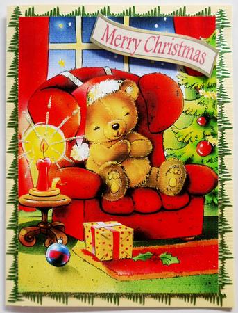 Christmas Teddy in Chair A4 Topper by Selina Dittmann
