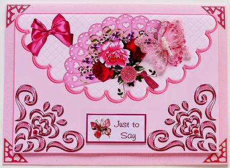Pretty Fan with Roses and Butterfly on Scalloped Envelope A4 by Selina Dittmann