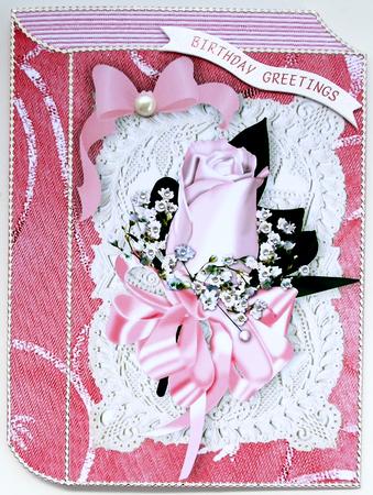 Pretty Pink Rose Corsage with Bow on Folded Book by Selina Dittmann