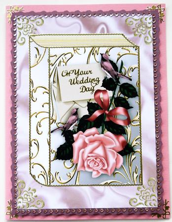 Pink Roses on Pink Satin with Envelope A4 by Selina Dittmann