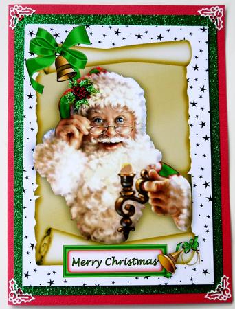 Santa in Green on a Scroll with Stars A4 by Selina Dittmann
