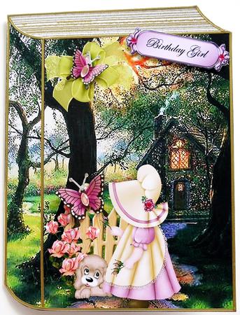 Little Bonnet Girl with Puppy in the Garden Folded Book by Selina Dittmann