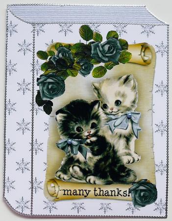 Cute Little Kittens with Silver Roses Folded Book by Selina Dittmann