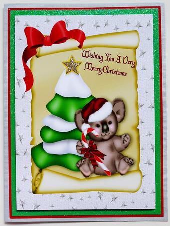 Koala Bear with Christmas Tree on a Scroll A4 by Selina Dittmann