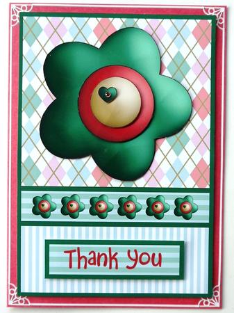 Soft Argyle - Stripes & Flower Thank You/best Wishes Card 5 by Selina Dittmann