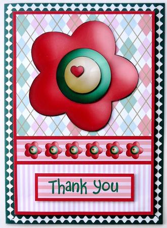 Soft Argyle - Stripes & Flower Thank You/best Wishes Card 6 by Selina Dittmann