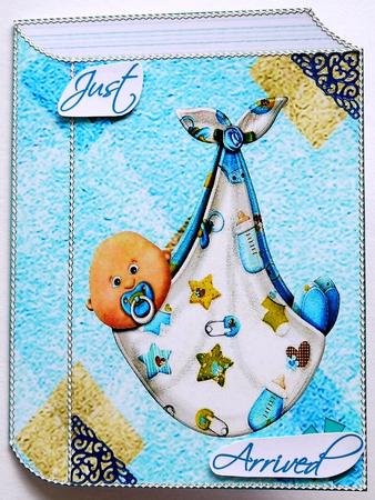 Cute Baby Boy in Blanket Book Card by Selina Dittmann