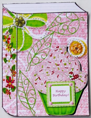 Lovely Pink & Green Cupcake Book Card by Selina Dittmann