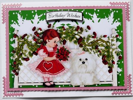Little Rose Girl with Cute Westie A4 by Selina Dittmann
