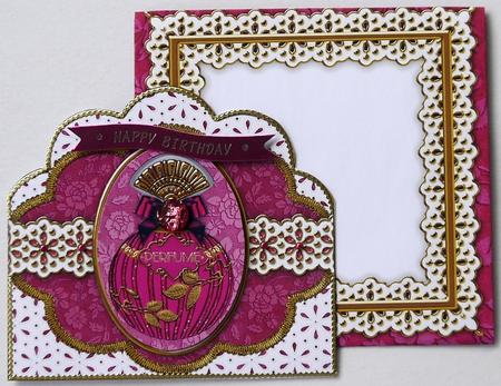 Pink Sapphire Perfume Anglaise Scallop 3D Decoupage Card Kit by Selina Dittmann
