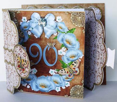 Chocolate Teal 90 Poppy 3D Scallop Wrap Card Kit by Selina Dittmann