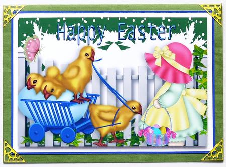 Hello Little Chicks! I Have Easter Eggs to Bonnet Girl A4 by Selina Dittmann