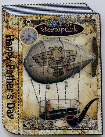 Steampunk Airship with Clock for Fathers Day, Folded Book by Selina Dittmann