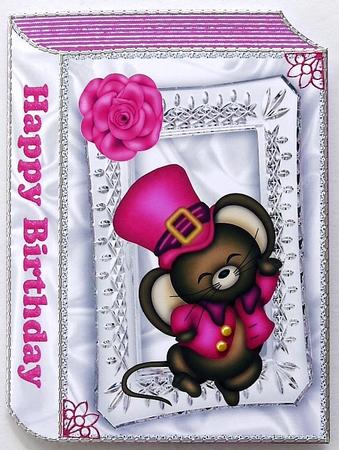 Cute Little Mouse in Pink, Pink Star Frame Folded Book by Selina Dittmann