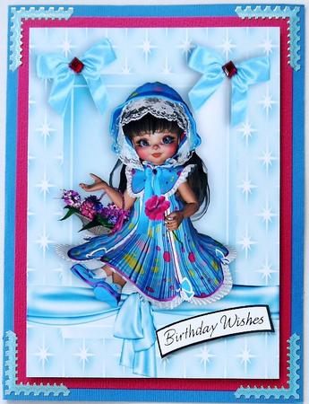 Little Lady in Star Frame with Basket of Flowers A4 by Selina Dittmann