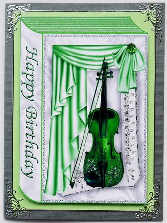Green Violin with Drapes and Bow, Book A4 by Selina Dittmann