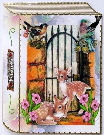 Cute Little Deers with Woodland Birds Folded Book by Selina Dittmann