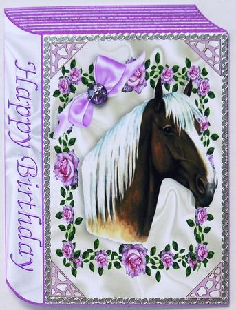 Birthday Beautiful Horse in Pink Rose Frame Folded Book by Selina Dittmann