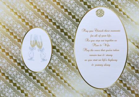 White Lace on Gold with Champagne Glasses Is by Selina Dittmann