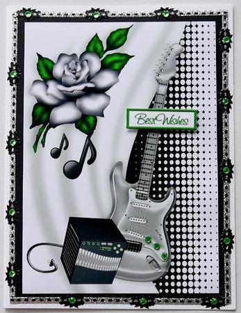 Silver Rose with Guitar and Amplifier A4 by Selina Dittmann