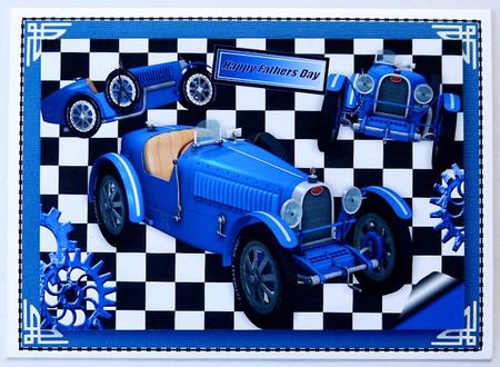 Blue Racing Vintage 1926 Sports Car for Dad A4 by Selina Dittmann