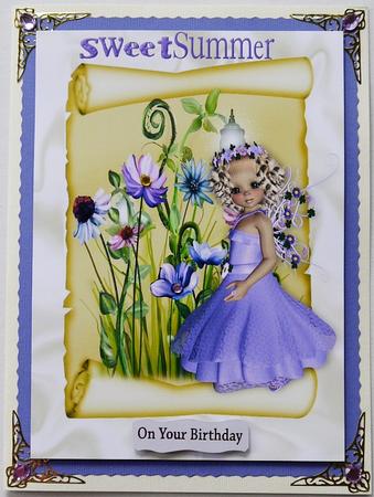 Sweet Summer Fairie on a Scroll with Flowers A4 by Selina Dittmann