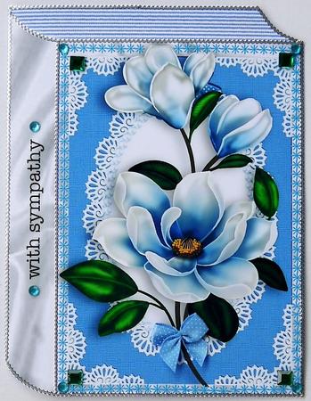 Beautiful Blue Flowers in Lace Frame Folded Book by Selina Dittmann