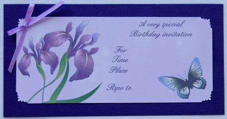 Lilac Butterflies and Flowers Birthday Invitations by Selina Dittmann