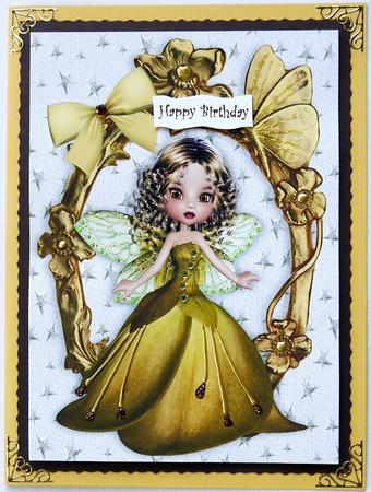 Precious Gold Winter Faerie in Gold Ornate Frame A4 by Selina Dittmann