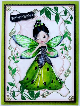 Green Faerie in Floral Frame A4 by Selina Dittmann