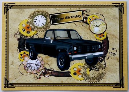 Black Truck in Steampunk Frame A4 by Selina Dittmann