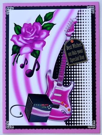 Pink Rose with Pink Guitar and Amplifier A4 by Selina Dittmann