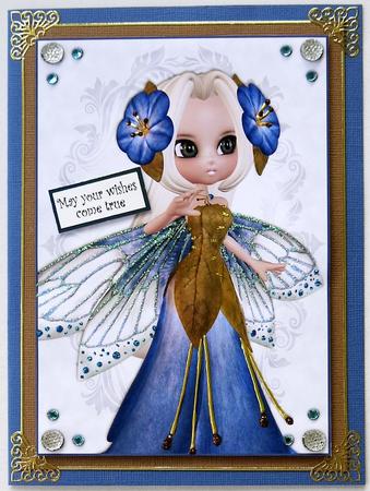 Woodland Fairy in Blue A4 Topper / Card Front by Selina Dittmann