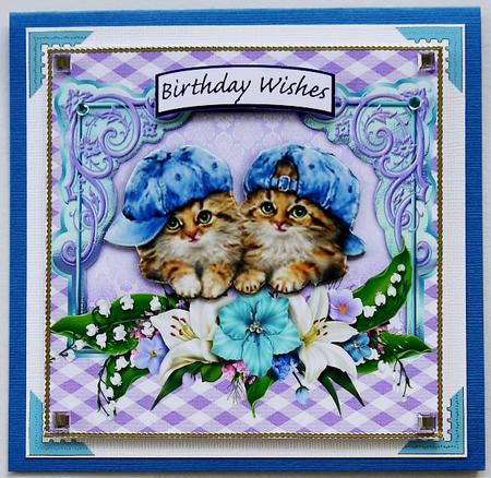 Cute Kitties in a Flower Frame with Bow by Selina Dittmann