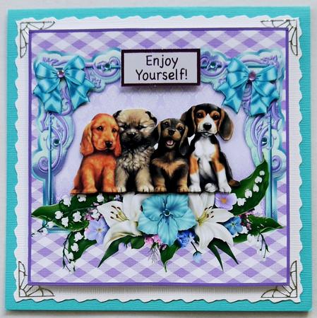 Cute Puppies with Flowers and Bows by Selina Dittmann